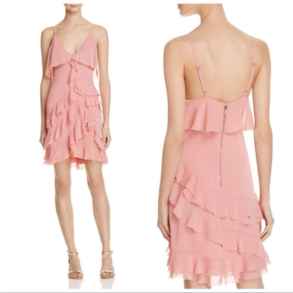 Alice + Olivia Lavinia Ruffle Dress in Dusty Rose